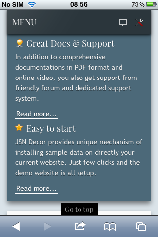 Module positions in mobile layout
